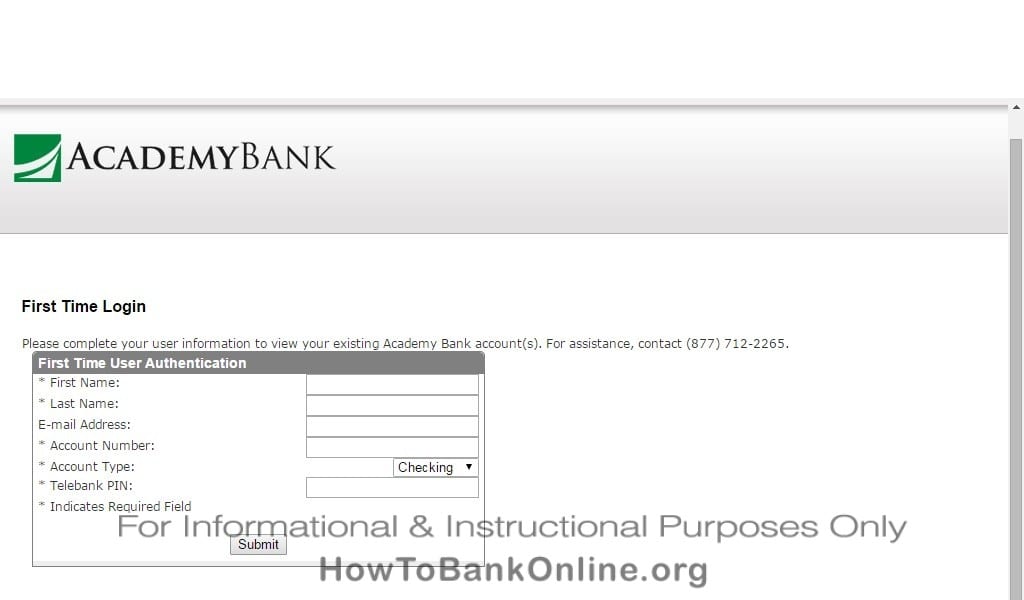 Academy Bank Enroll to Online Banking