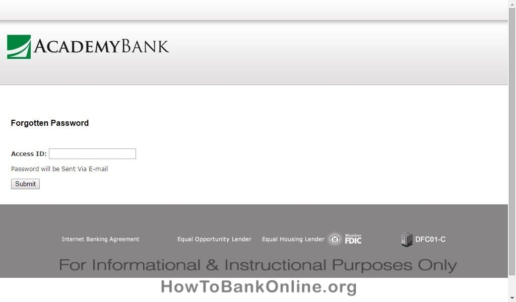 Academy Bank Lost Password