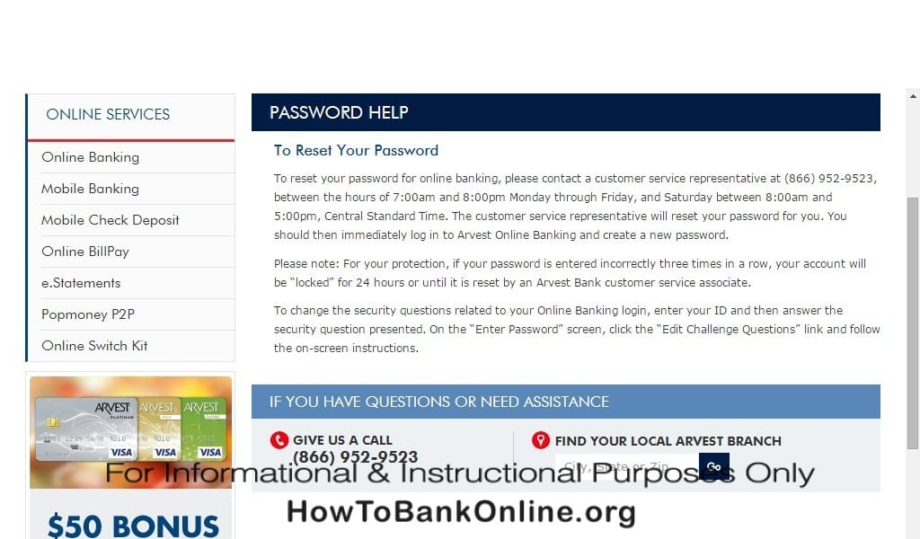Arvest Bank Lost Password