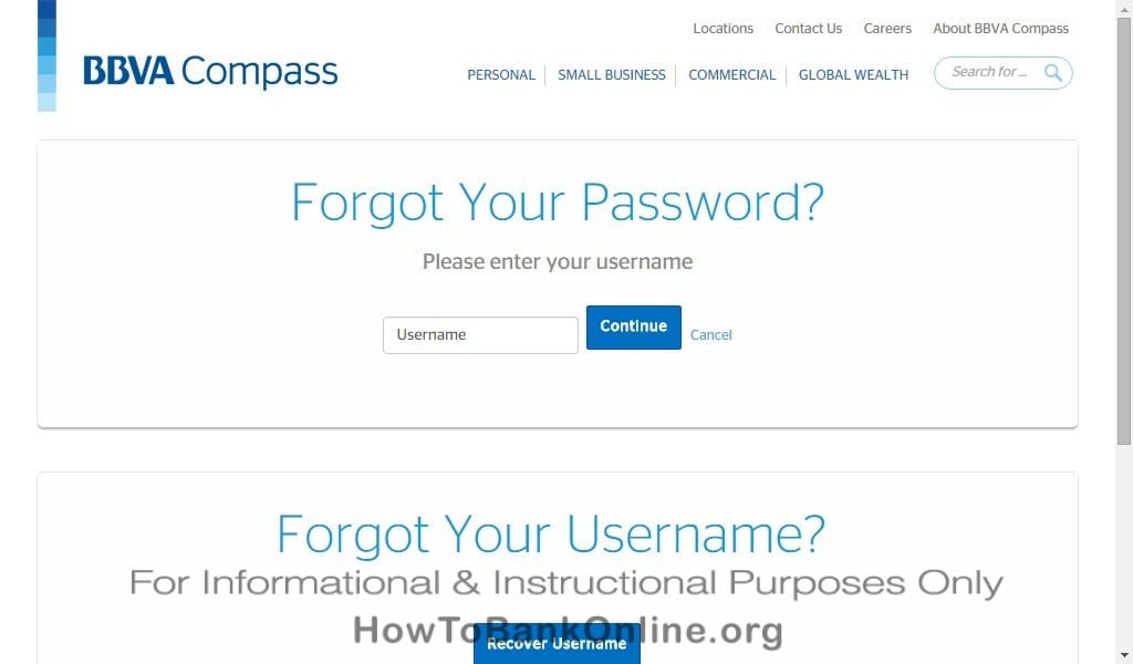 BBVA Compass Password Help