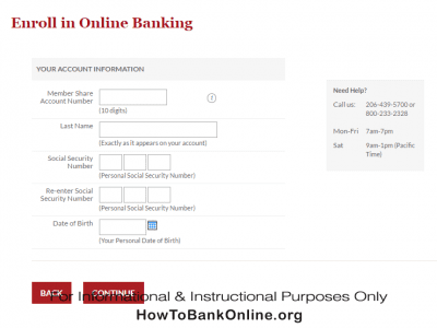 BECU Online Banking Enrollment Page