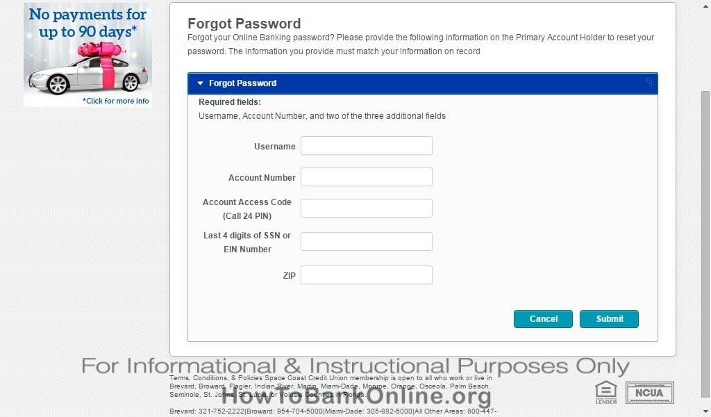 SCCU Forgot Online Banking Password