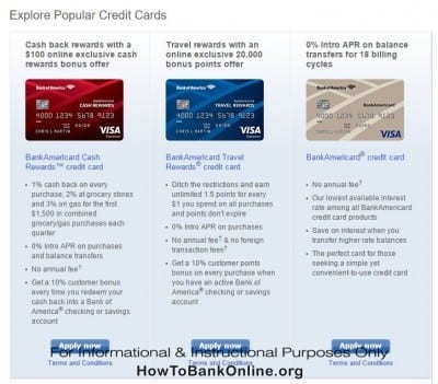 Bank of America Popular Credit Cards