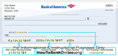 Bank of America Routing Number on Check